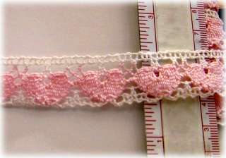 YDS~HEARTS~COTTON/CLUNY CROCHET LACE~W/PINK OR W/RED  