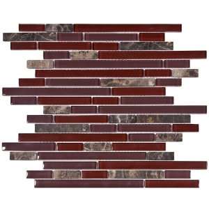 Sierra Piano Bordeaux 12 x 11 3/4 Inch Glass and Stone Mosaic Wall 