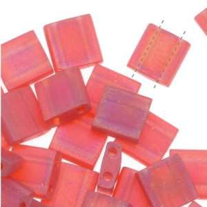  Miyuki Tila 2 Hole Square Beads 5mm Matte Translucent Red 