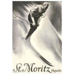 St. Mortiz Engadin (Vintage Ski Poster) 