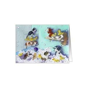  puppies in bubble bath, blank card Card Health & Personal 