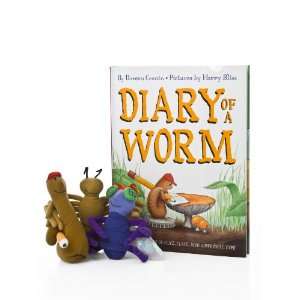  Diary of a Worm Hardcover Book with Three Plush Finger 