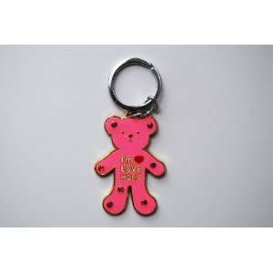  Pink / Red Im Love Holic Rhinestone Metal Keychain 