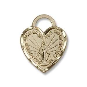   Gold Miraculous Heart Medal St. Mary Mother of God Madonna Jewelry