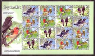 Birds WWF Seychelles MNH M/S of 16 stamps 2008  