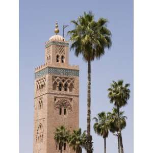 Minaret and Palm Trees, Koutoubia Mosque, Marrakech, Morocco, North 