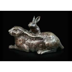   Ed Hot Cast Bronze Sculpture Medium Hare with Leveret