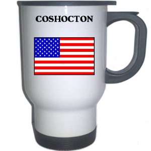  US Flag   Coshocton, Ohio (OH) White Stainless Steel Mug 