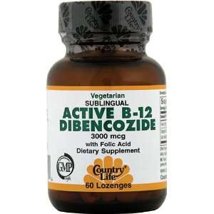 Active B 12 (Di,Bencozide) 3000 mcg, 60 Tablets, From Country Life
