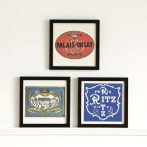  Set of 3 Hotel Labels   Brown Frame  Ballard Designs