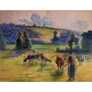 Oil Painting Study for Cowherd at Eragny Camille Pissarro Hand Pai