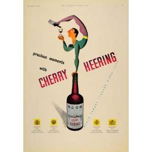 1955 Ad Cherry Heering Denmark Liqueur Bottle Acrobat 
