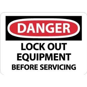 Danger, Lock Out Equipment Before Servicing, 10X14, Adhesive Vinyl 