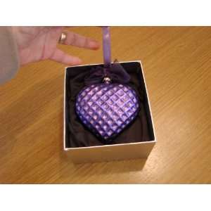  Jeweled Blown Glass Purple Heart Ornament New in Box 