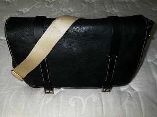   BLK Pebbled Leather Messenger Field Brief Satchel Bag Italy  