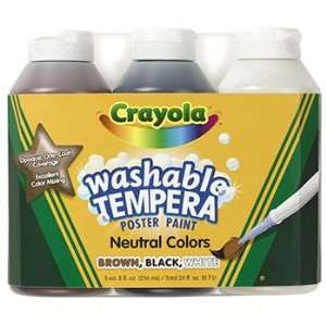 Crayola® Washable Tempera Set, 3 ct. Neutral Colors (black, white 