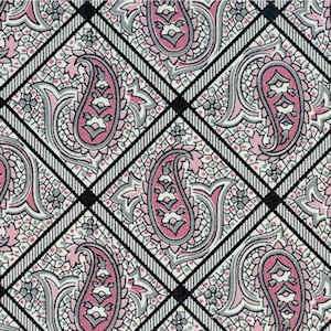  MB491 112 Come Quilt With Me, Pink & Gray Paisley on Black 
