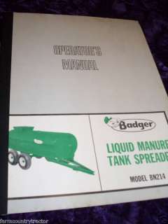 Badger BN214 Liquid Manure Pump Operators Manual  