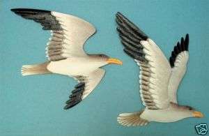 Metal Seagull Wall Plaques   Nautical Bird Decor  