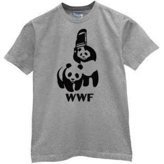WWF PANDA BEAR wrestling shirt Retro Funny Cool t shirt Grey  