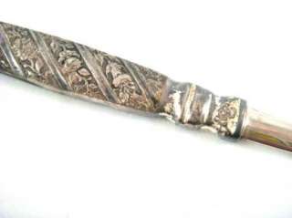 Antique Silver Plated Letter Opener Art Deco Floral  