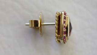 David Yurman 18K Yellow Gold Garnet & Ruby Square Stud Earrings  