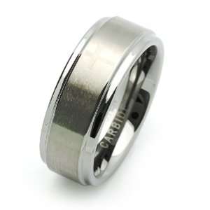 8MM Comfort Fit Tungsten Wedding Band Cross Engraved Flat Ring For Men 