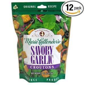 Marie Callenders Croutons, Savory Garlic, 5 Ounce Bags (Pack of 12)