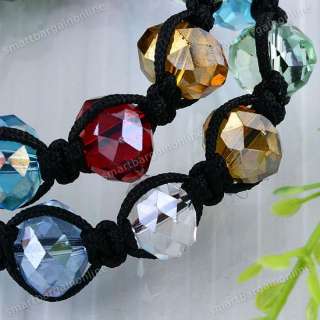 HIP HOP FACETED CRYSTAL DISCO BALL BEAD MACRAME BRACELET JEWELRY COOL 