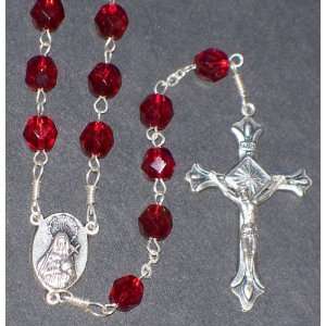  7 mm Ruby red color glass Beads Rosary   20 long 