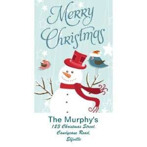  Merry Christmas Snowman and birds Christmas labels (5 pack 