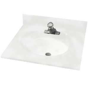   Astra Lav 25 Inch by 22 Inch Cultured Marble Vanity Top, White Swirl