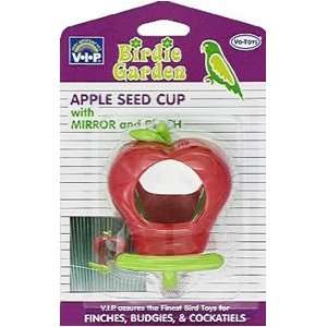   Toys Apple Shape Seed Cup with Mirror and Perch Bird Toy
