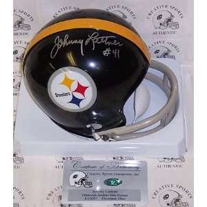   Lattner Autographed Pittsburgh Steelers 2 Bar Mini Football Helmet