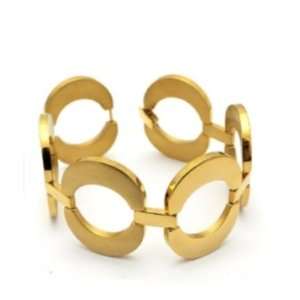  Gold Plated Circular Open Work Cuff Bracelet Jewelry