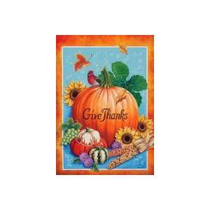   Give Thanks Thanksgiving Harvest Large Flag Patio, Lawn & Garden