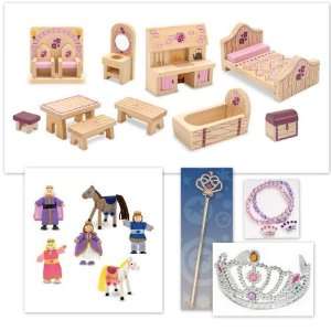  Doug Princess Wooden Castle Furniture and Royal Family Wooden Dolls 