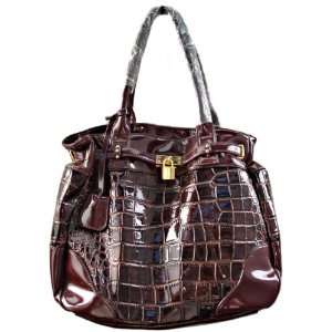  Croc Textured Patent Like Shoulder Tote Great for Business 