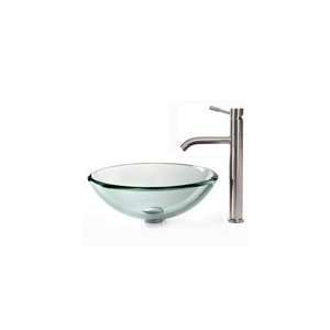  Kraus Clear Glass Vessel Sink 12mm and Aldo Faucet