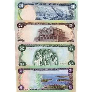  JAMAICA 1977 SET OF 4 Banknotes, 1   10 DOLLAR Everything 
