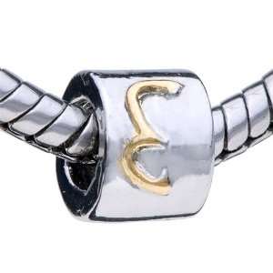 Cylindrical Shaped Letter E Charm Bead Fits Pandora Bracelet