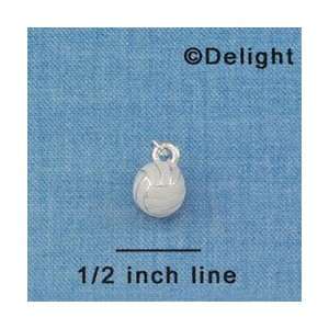  C4221+ tlf   3 D White Volleyball   Silver Plated Charm 