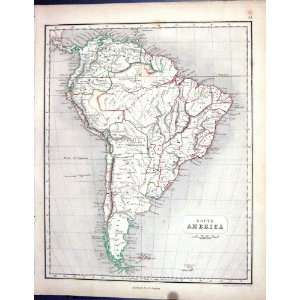   Antique Map 1855 South America Falkland Peru Brazil