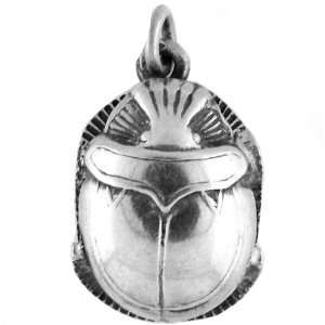   Egyptian Jewelry Silver Scarab Double Sided Pendant Jewelry