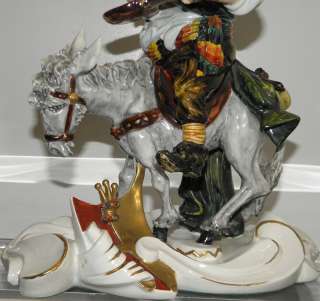   Signed Capodimonte Porcelain Figure Sancho Panza on a Donkey  