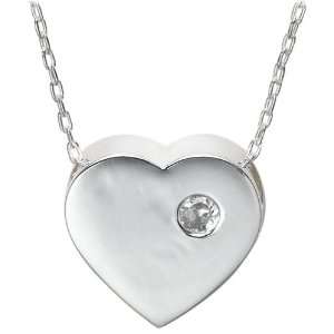  Sterling Silver and Cubic Zirconia Heart Pendant, 16 