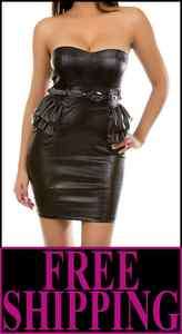 D50 LEATHER LIKE STRAPLESS DRESS WOMENS SIZE L 16 / 18  