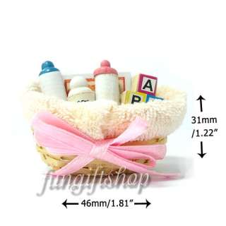Dollhouse Miniature Baby Gift Set in Basket Toy Diaper DFL1  