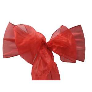  Red Organza Sashes Chair Bows (Pack of 25) Made in USA 