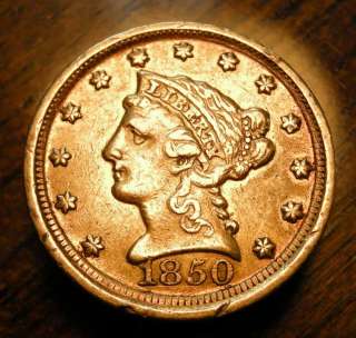 1850 D Dahlonega $2 1/2 $2.50 GOLD QUARTER EAGLE original coin rare 